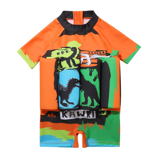 Dive into Fun with Our Adjustable Buoyancy Toddler Floatation Swimsuit - Perfect for Boys and Girls Aged 18-24 Months in Vibrant Orange Raptor Design!